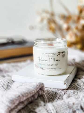 Flannel Throw - Fall, Scented Coconut Soy Candle